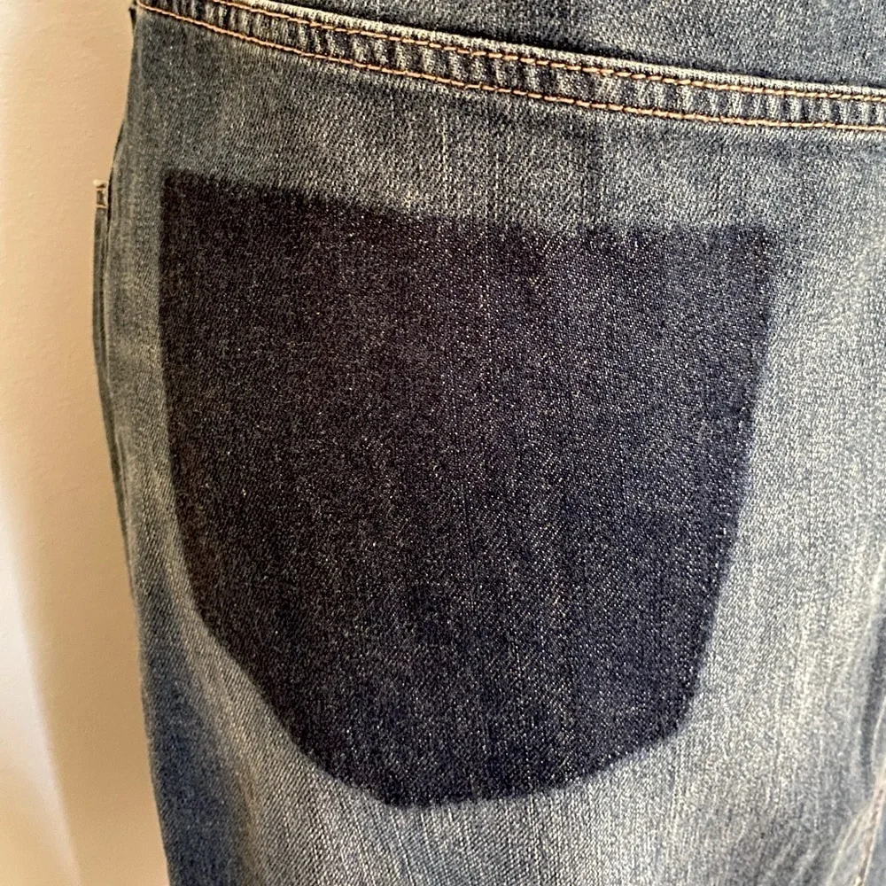 Zara Distressed Dark Washed Asymmetrical Jean Skirt Size L